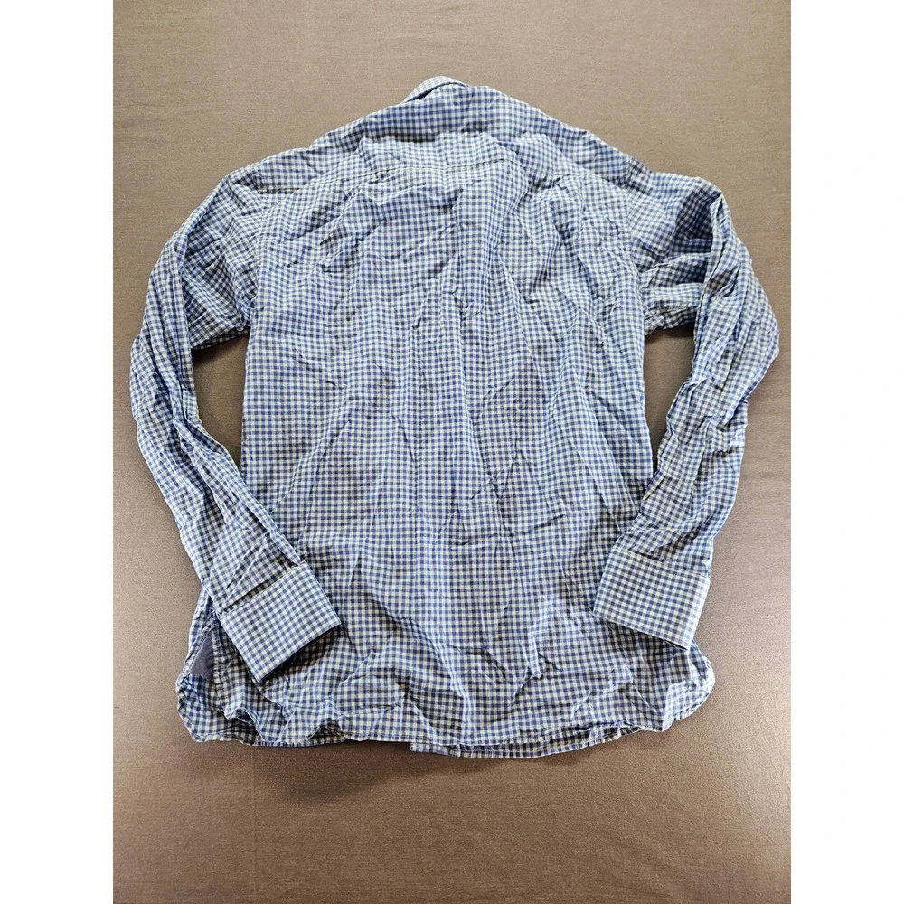 Alton Lane Mens Blue Gingham Check Button Down Shirt Long Sleeve Spread Collar
